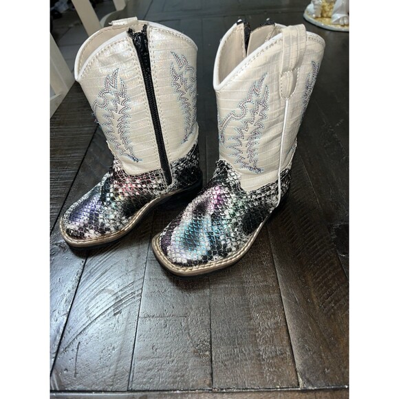 Old West Boots Baby Girl's Snake print Toddler 6D VGC Rodeo Cowgirl Western - Picture 5 of 10